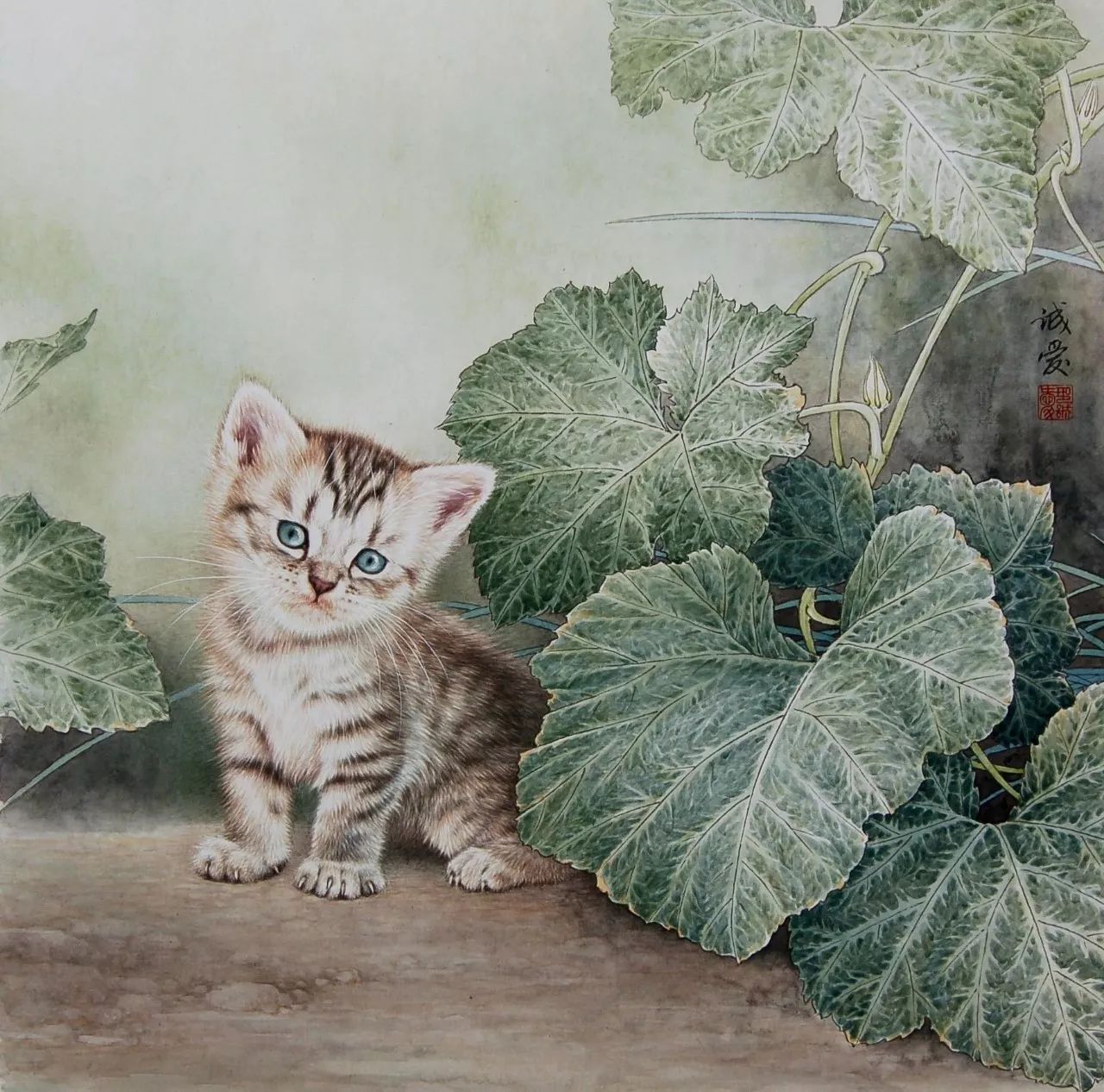 邢诚爱工笔画猫的图片,邢诚爱工笔画猫兔子高清大图