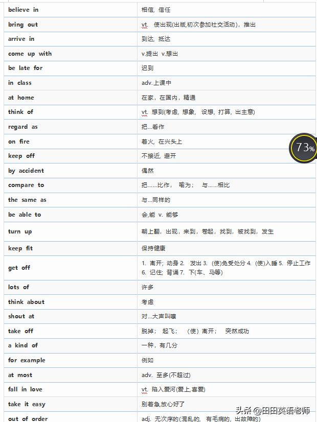 初中英语必考短语高效速记,初中英语必背核心短语