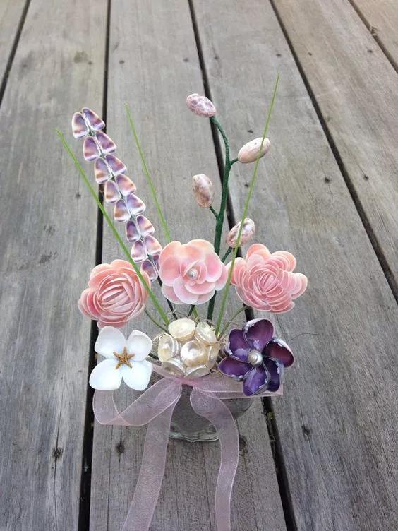 海边捡的贝壳可以做什么手工,贝壳创意手工种花