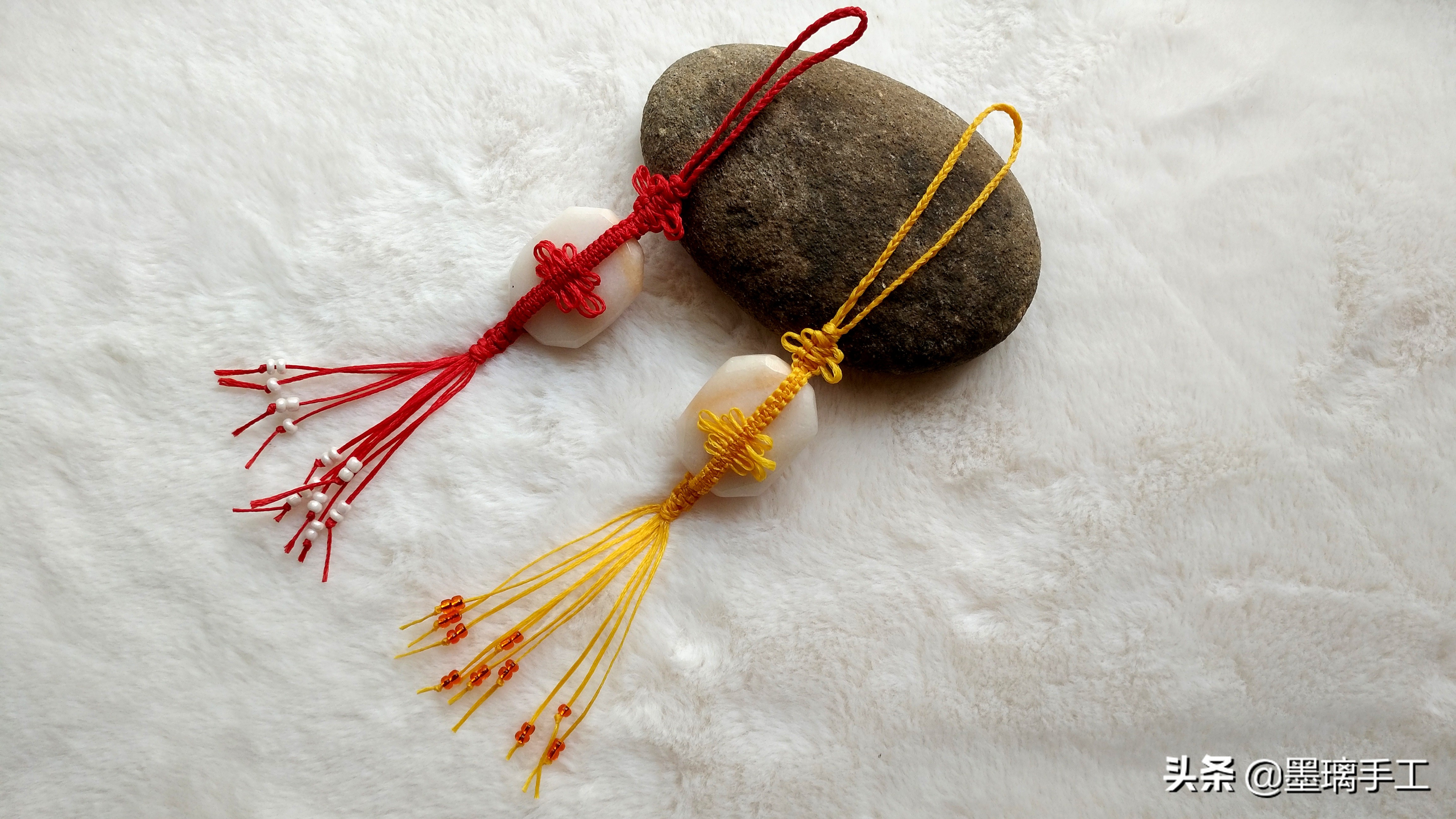 挂饰编绳教程大全,平安喜乐绳编车内挂饰教程