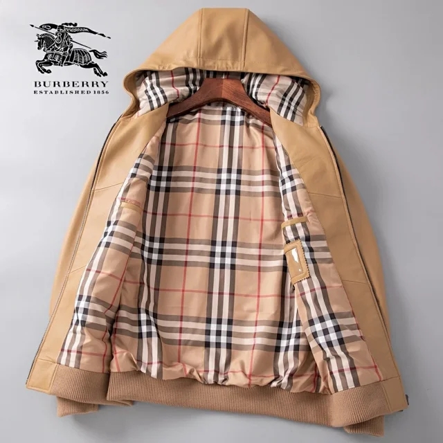 巴宝莉牌女款青果领皮衣的图片,巴宝莉经典款男士休闲皮衣