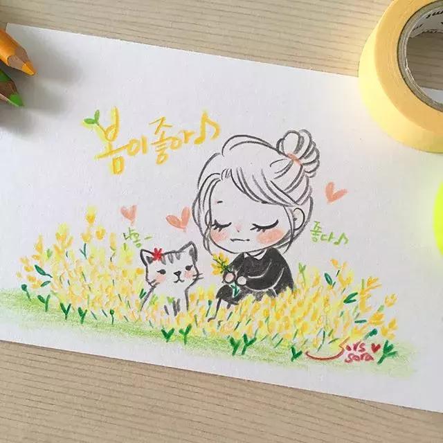 彩铅画古风人物简笔画,彩铅荷花简笔画几分钟就能学会