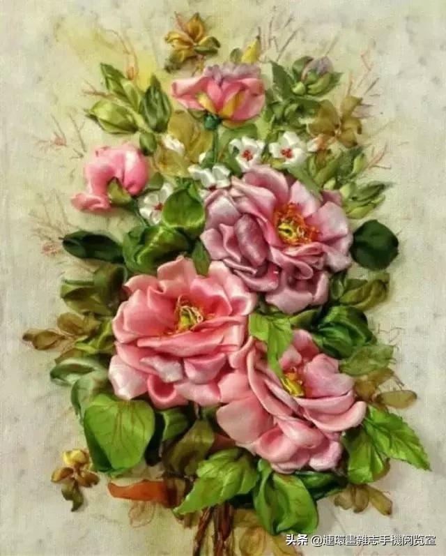 丝带绣装裱图案大全,丝带绣画作品欣赏