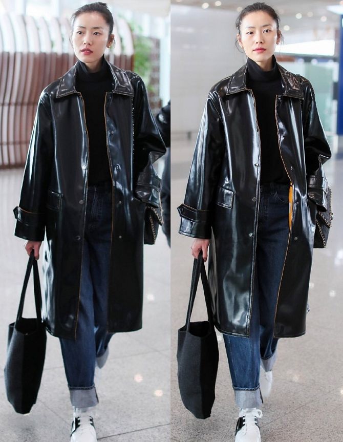 中式盘扣皮衣女刘雯,刘雯皮衣穿搭大合集