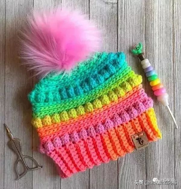 毛线编织有帽沿的冬帽,最新款毛线帽子编织教程日系帽