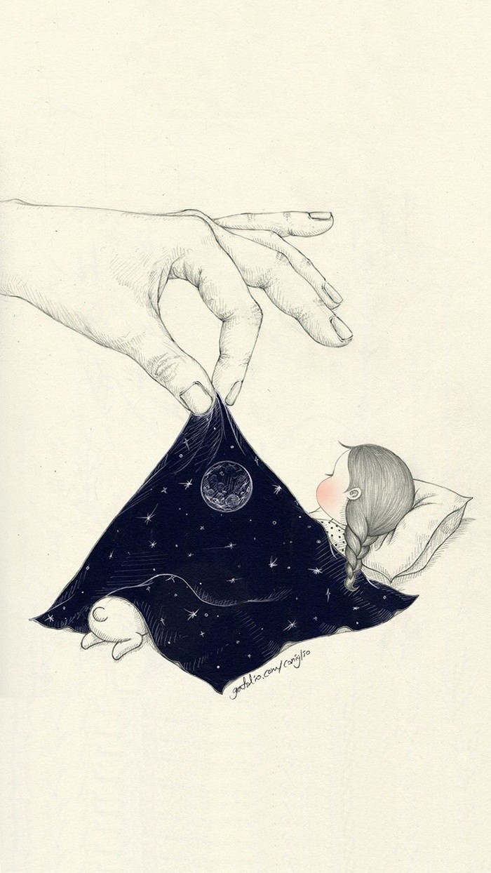 少女与兔子插画,兔子手绘创意插画