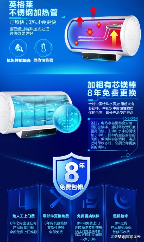 热水器全部知识,海尔热水器钼金加热管和镁棒