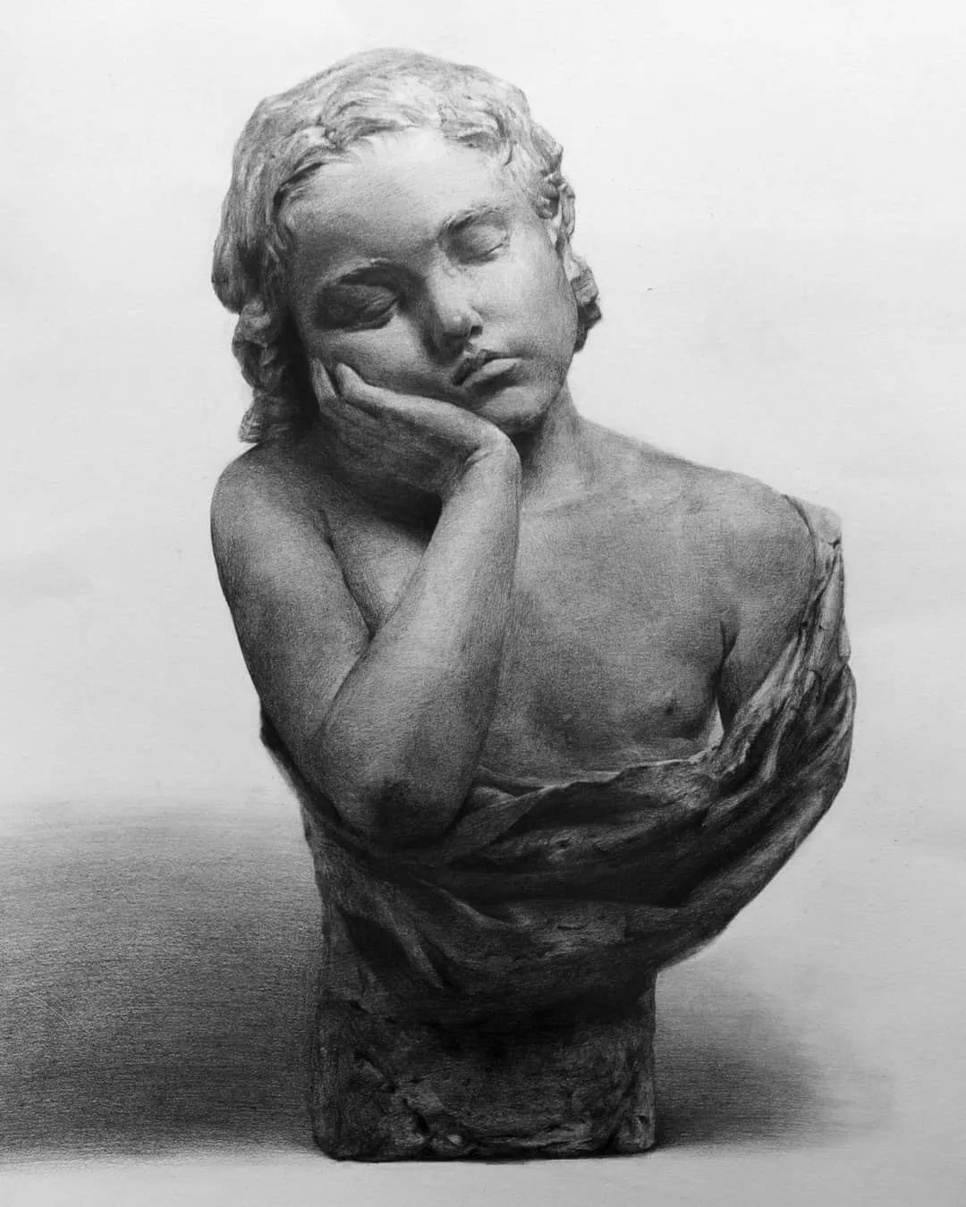 一眼惊艳的素描画,一眼望不到尽头的路素描画