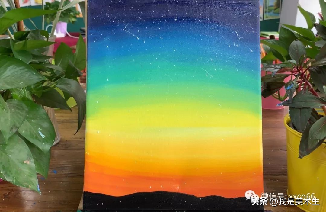 用油画棒画风景油画教程简单儿童,儿童油画瀑布的画法教程