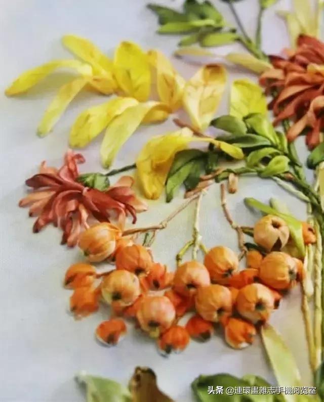 丝带绣装裱图案大全,丝带绣画作品欣赏