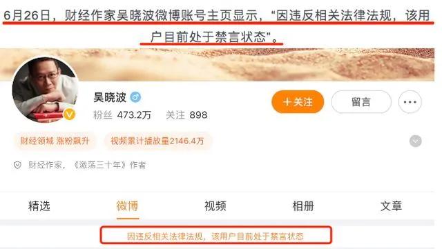 吴晓波微博账号禁言时间,吴晓波微博言论