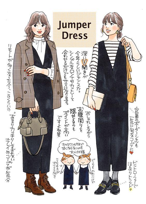 手绘秋冬穿衣搭配图,秋冬氛围感时尚穿搭手绘