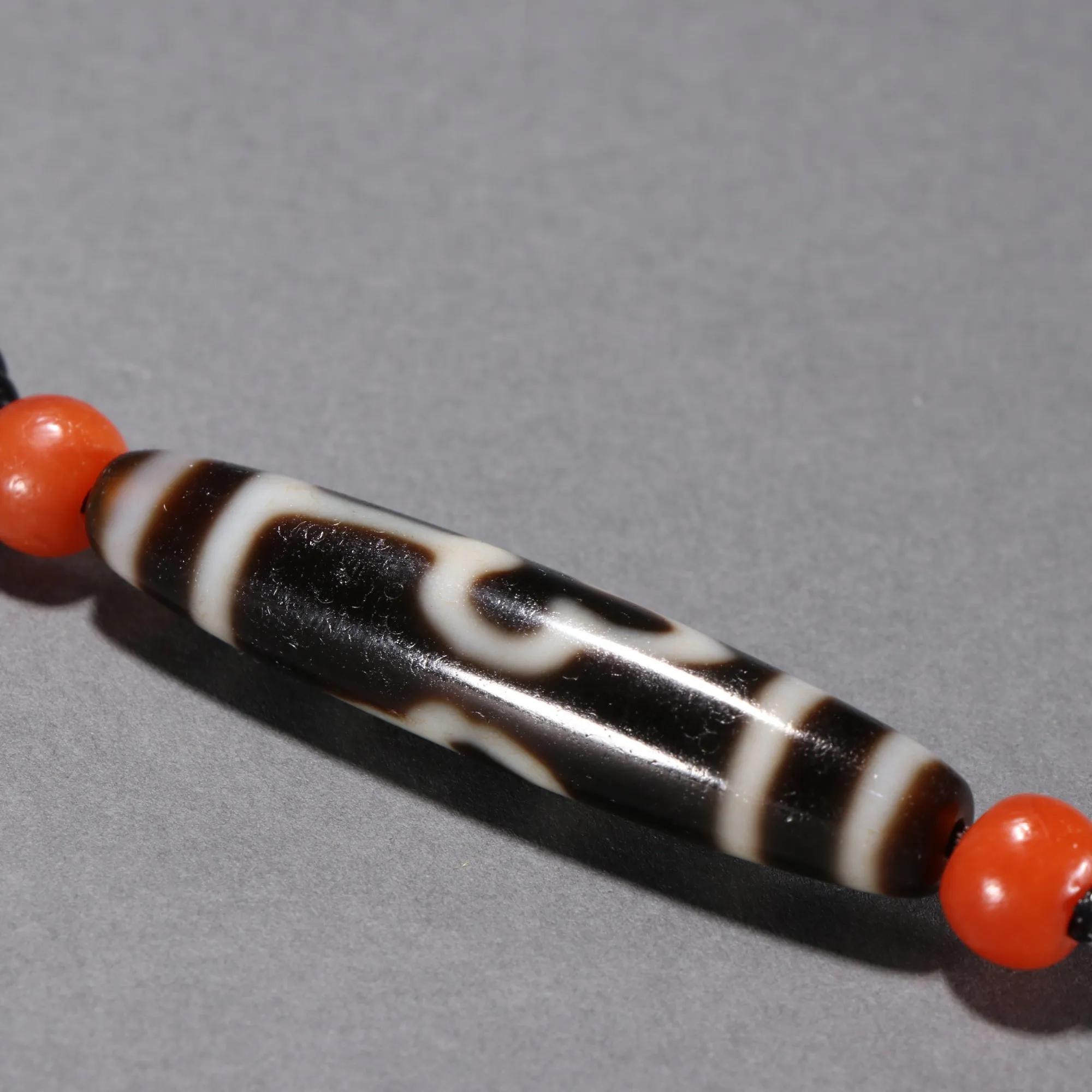 藏传虎牙玛瑙天珠款式,藏式天然玛瑙三眼算盘天珠