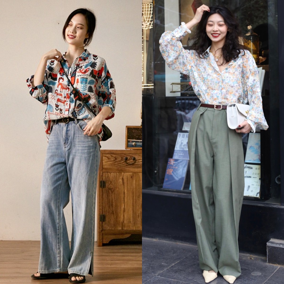 花衬衣怎么穿出复古感,春季白色衬衫设计感小众慵懒衬衣