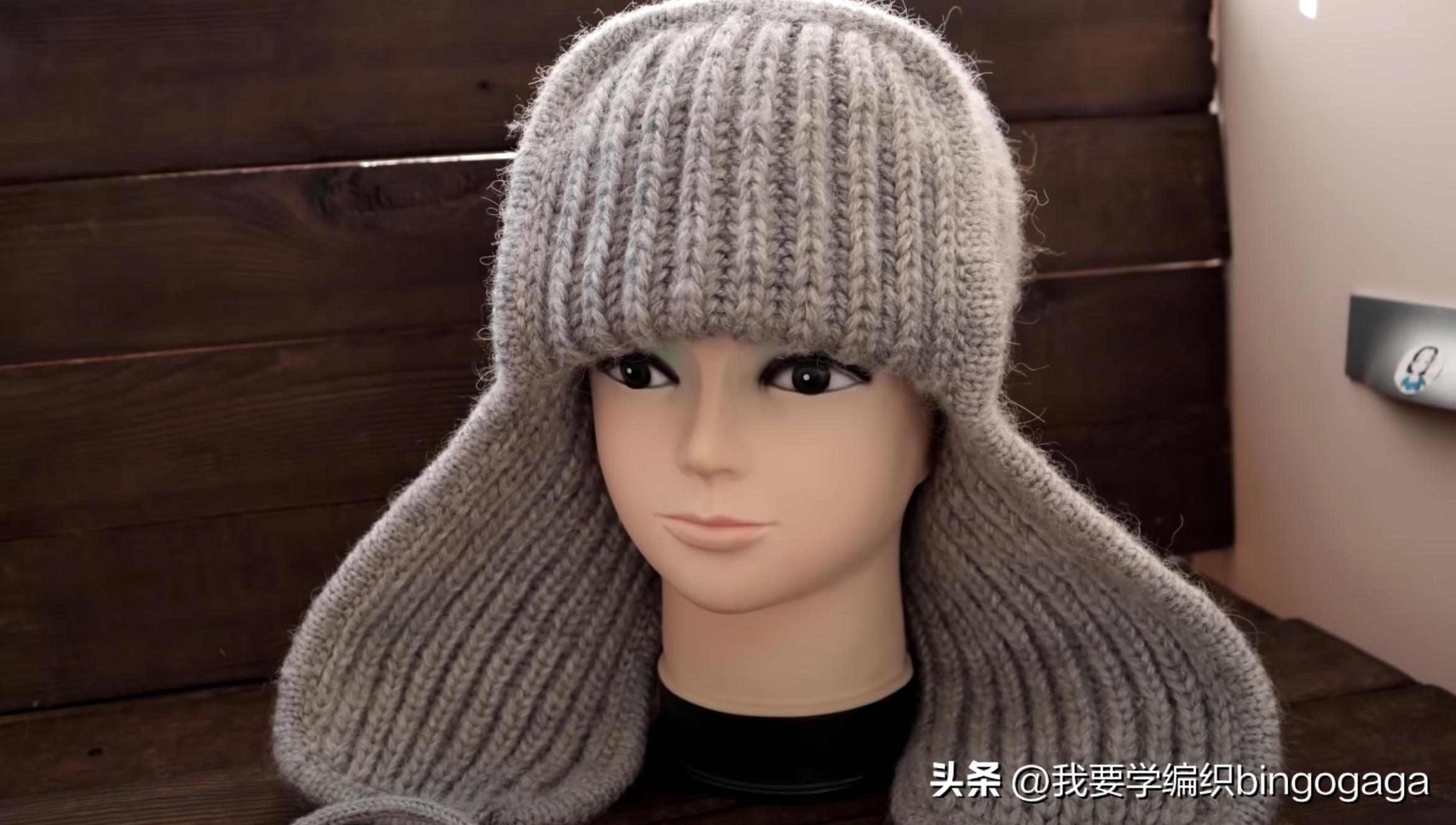 新款兔耳帽风雪帽编织教程,半檐冬季保暖帽编织教程
