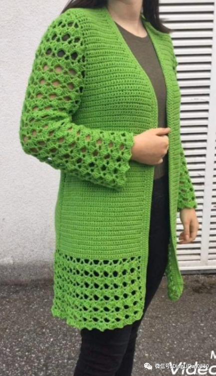 钩针短款开衫编织图解,钩针编织衣服成人开衫教程完整的
