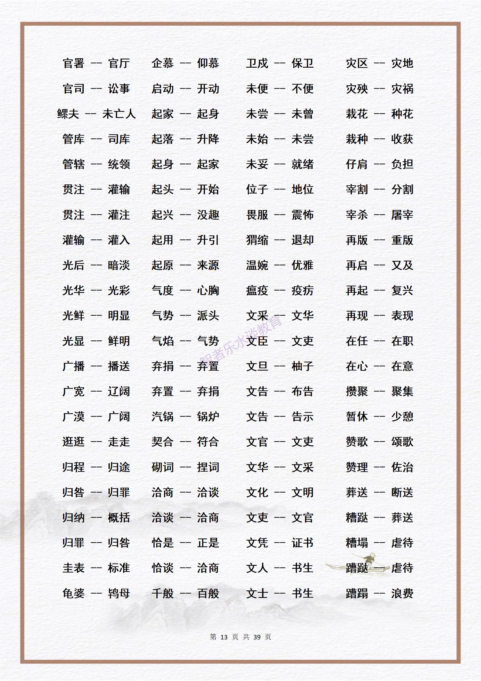 素材：中小学生必须熟练掌握的3000个《近义词》大合集