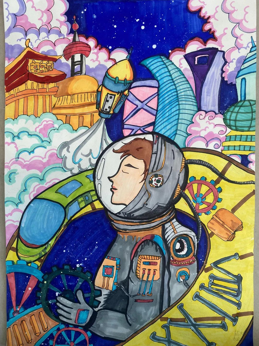 科幻画作品比赛二年级,少儿科幻绘画比赛一等奖