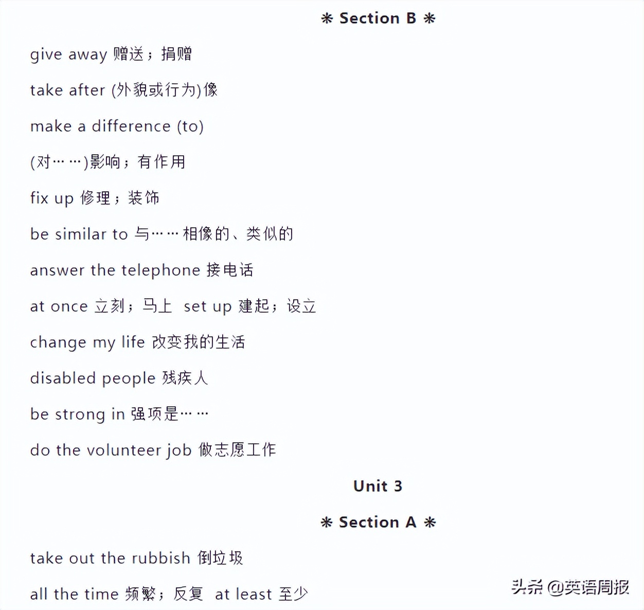 初中英语三年必背单词短语,初中英语考点单词和短语