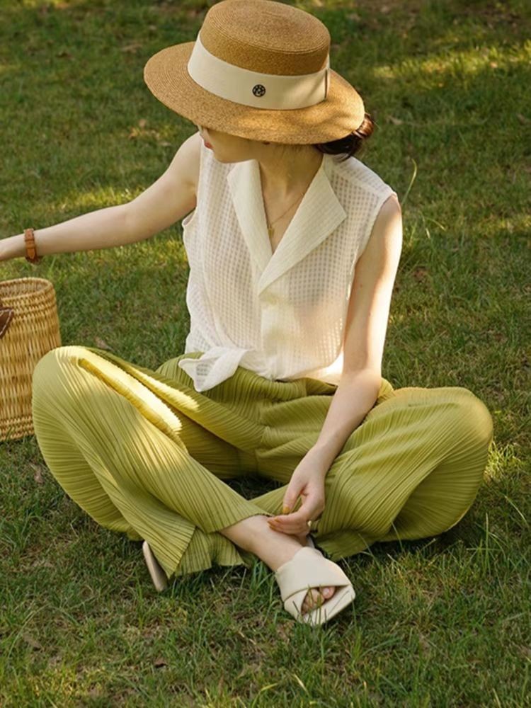 小个子皱皱裤女夏季薄款,冰丝皱皱裤大码