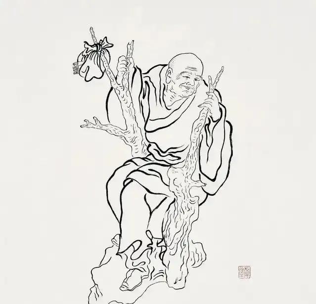 工笔白描罗汉图这线条美绝了,罗汉佛工笔白描图片