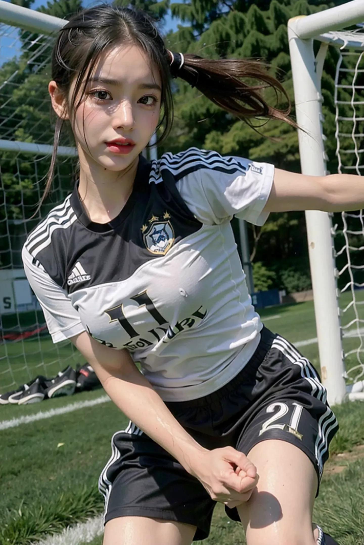 足球场上最美的女孩,足球场上挥洒汗水的少年