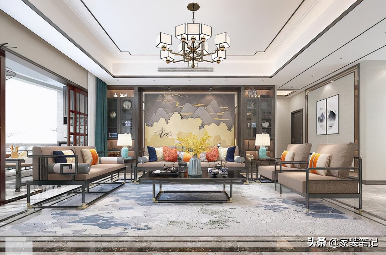 十大经典客厅设计,中式客厅吊顶效果图大全2021款