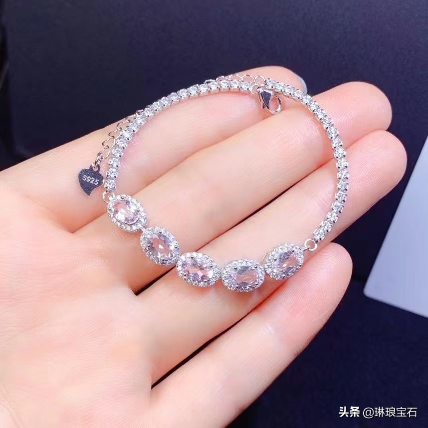 7-8mm高品质摩根石单圈手链,925银合成锆石手链星月ins小众