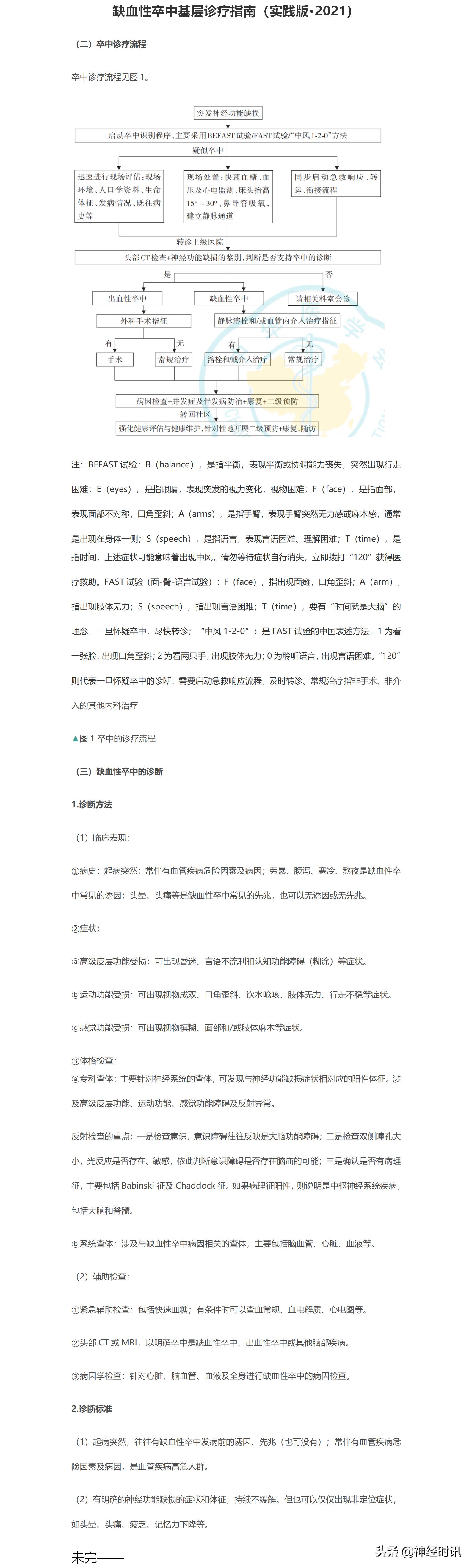 缺血性卒中神经介入指南,卒中基层诊疗指南