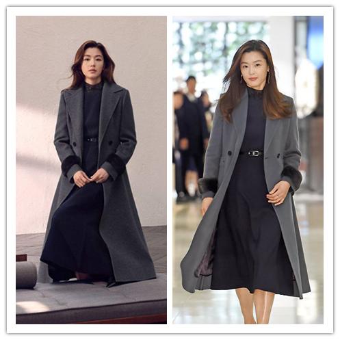 韩国女明星大衣穿搭,韩国女明星秋冬连衣裙搭配大衣