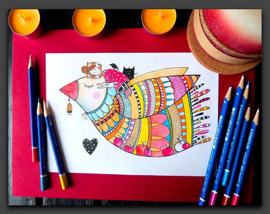 一眼让人惊艳的彩铅画,100幅适合零基础的彩铅画