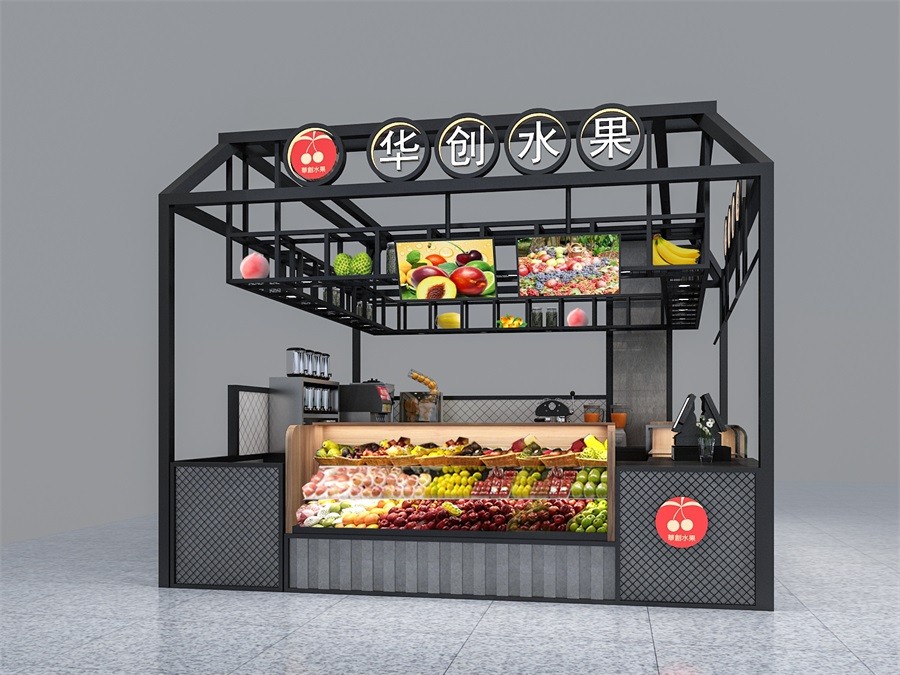 300平方水果店陈列效果图,10平米水果店布局设计效果图