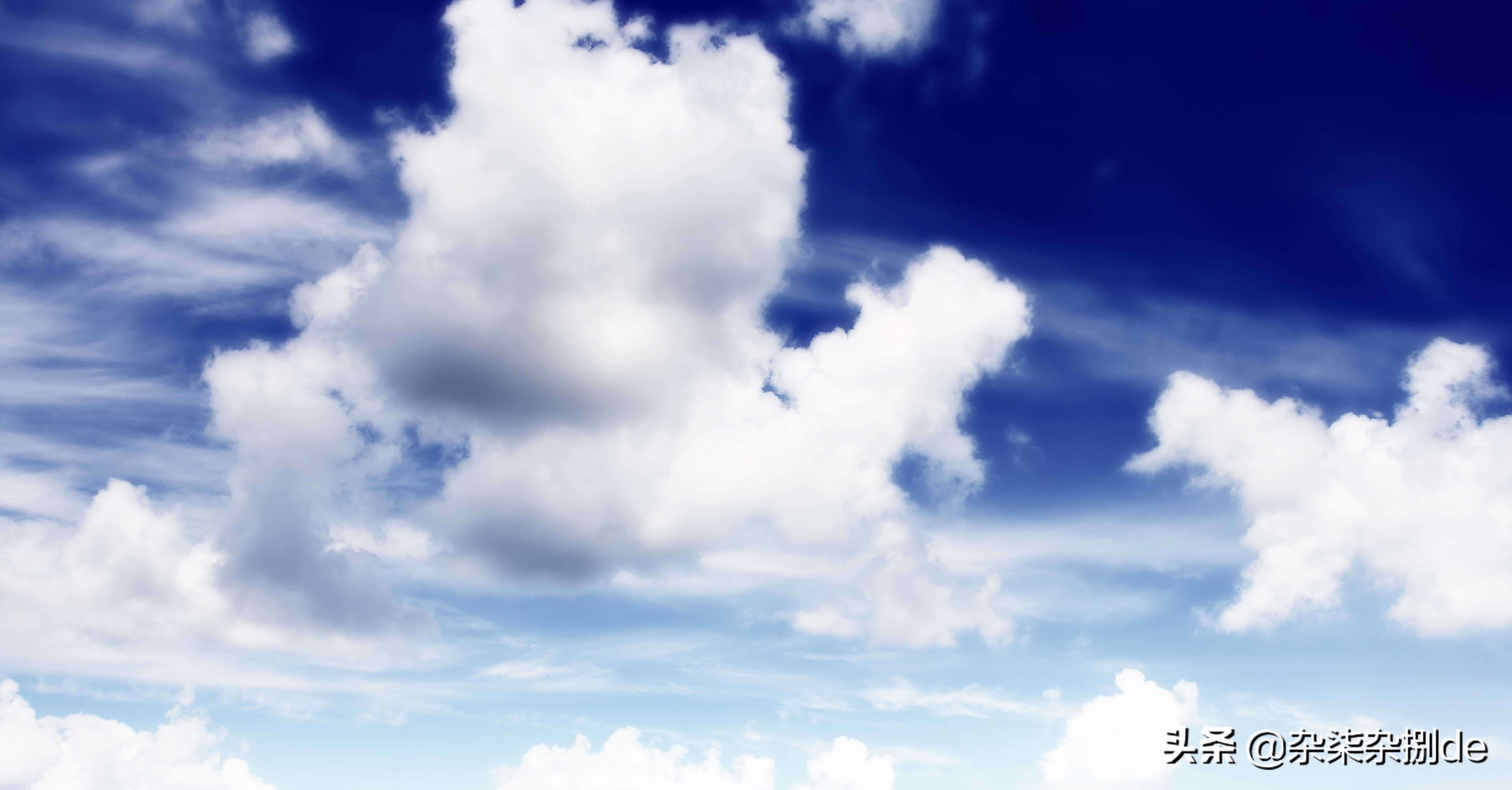 天空背景素材蓝天白云横屏,天空白云小清新背景图