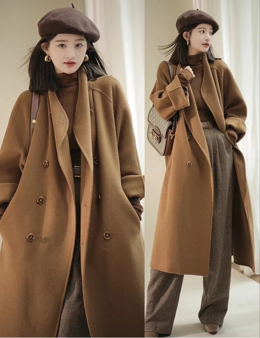 秋日棕色系穿搭,秋冬季整套棕色系穿搭推荐
