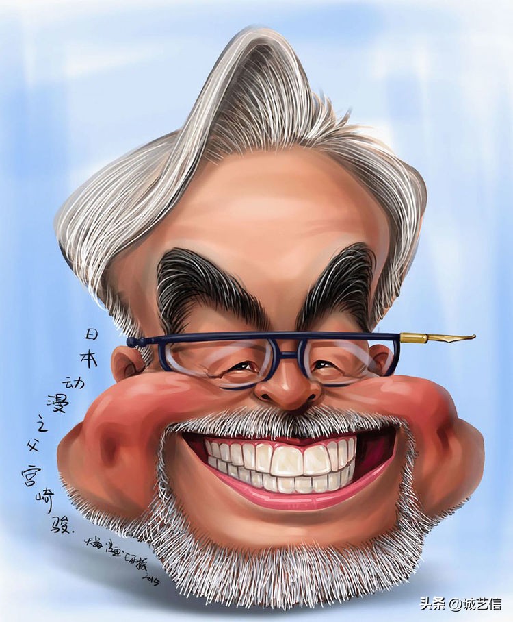 动画大师宫崎骏肖像漫画