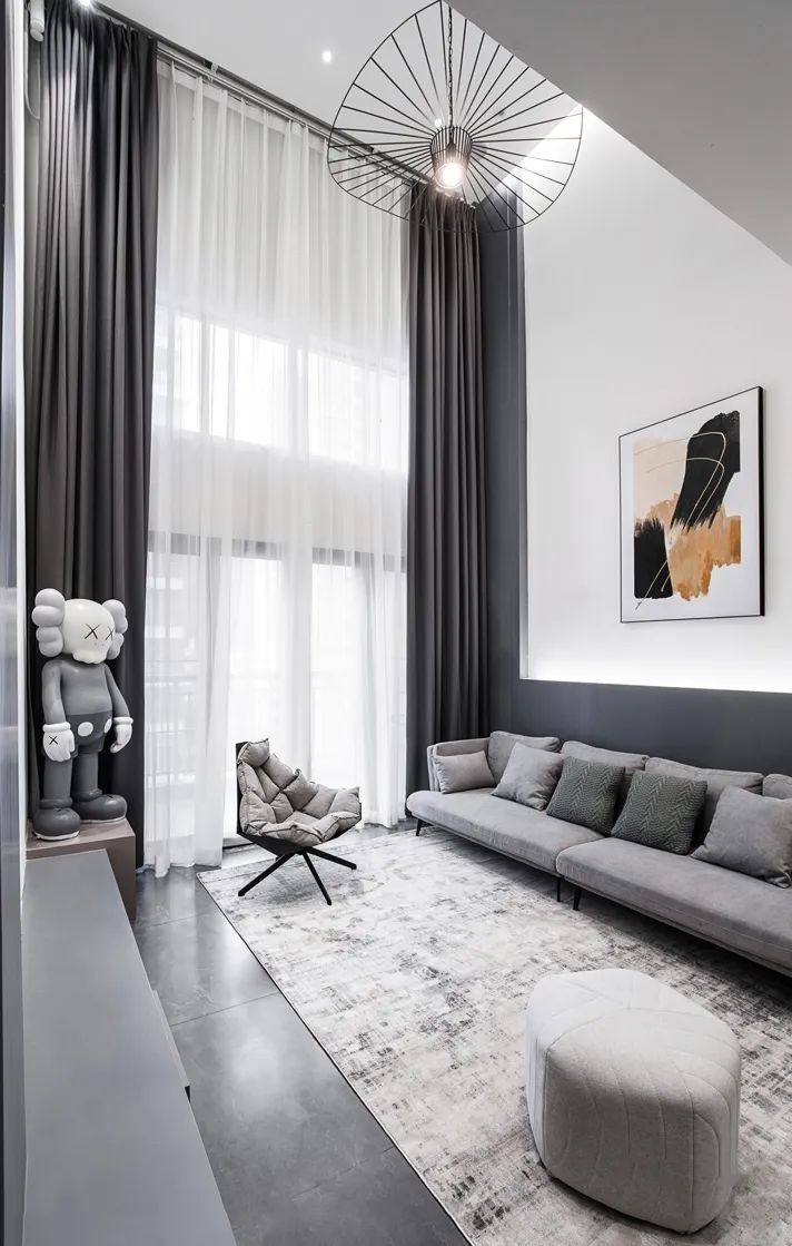 黑白灰现代极简约风格小户型,黑白灰系现代简约复式