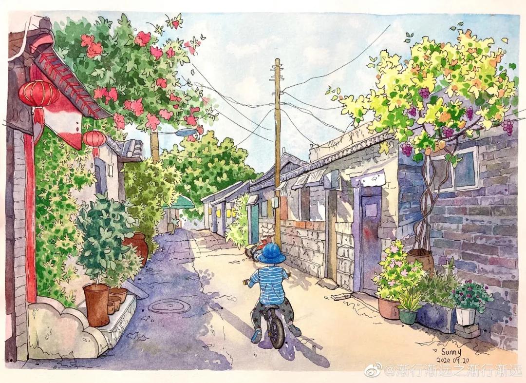 95后女孩画山水画,95后女大学生画山水课堂