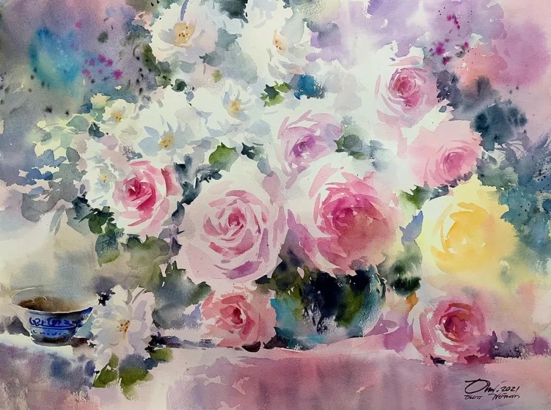 泰国水彩,泰国水彩画家绘画过程