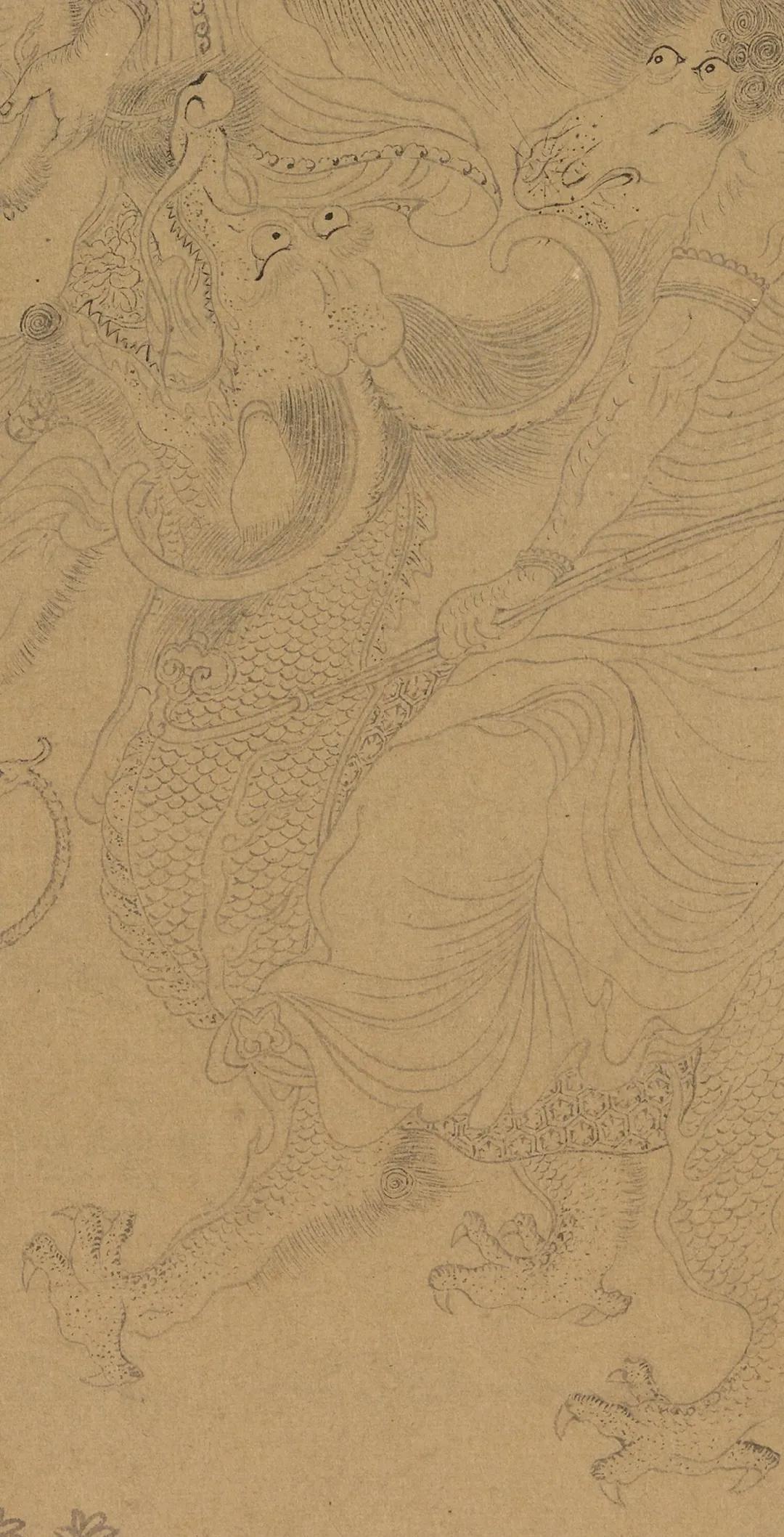 白描十八罗汉图片高清大图,清李公麟白描十八罗汉图