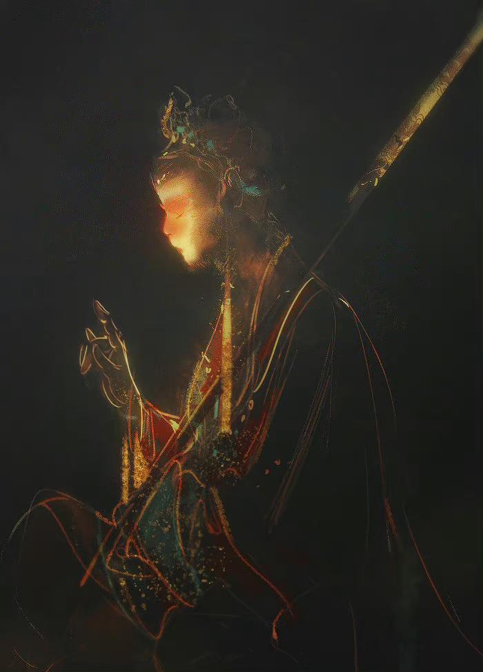 画个孙悟空很帅,她画的画栩栩如生