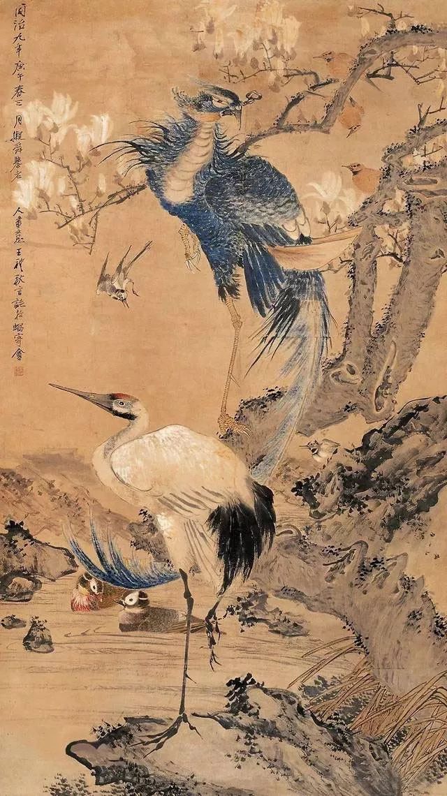 看吴昌硕画菊似乎感觉到秋风,王礼的国画作品欣赏