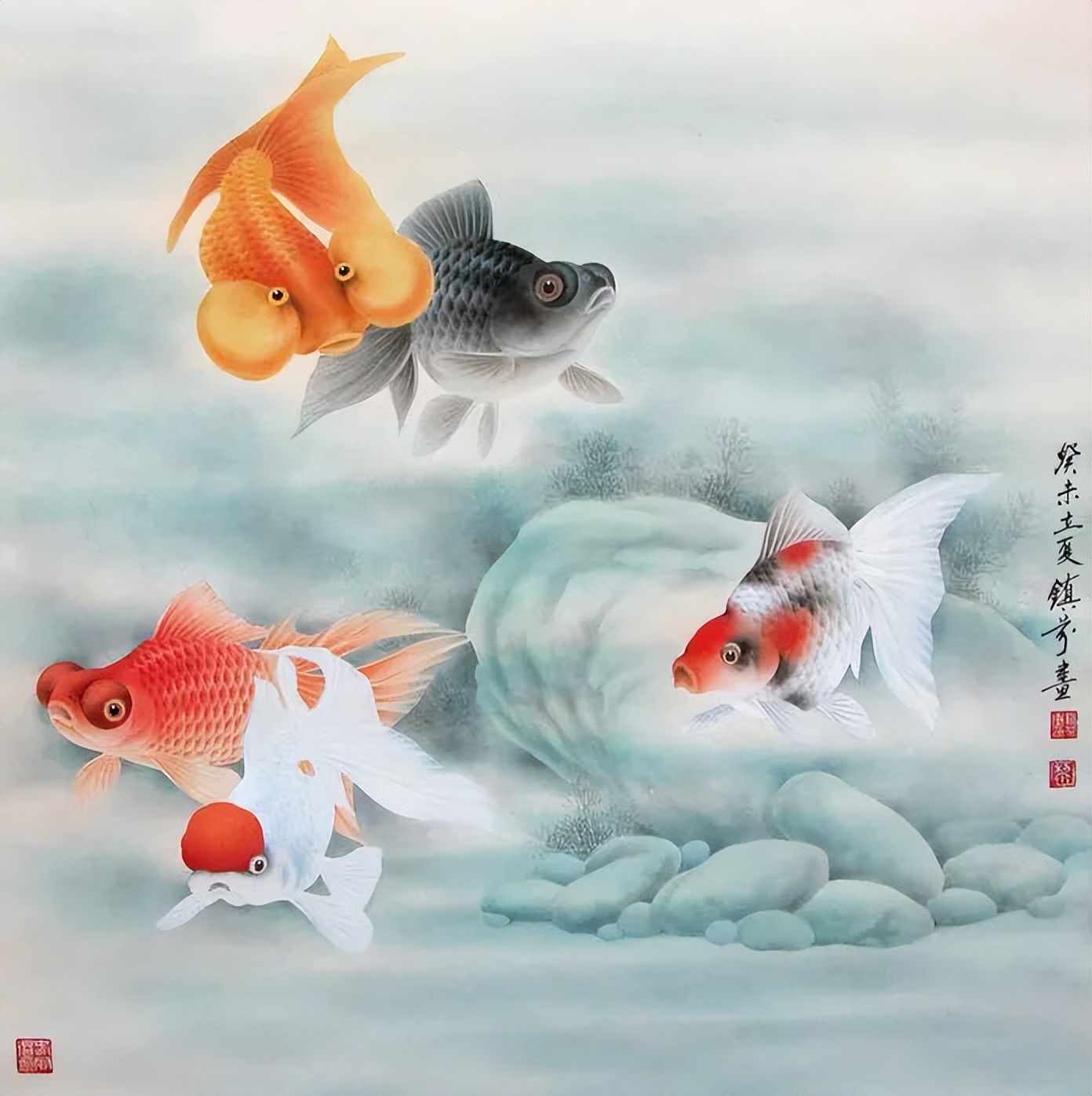 工笔画金鱼图片欣赏,金鱼工笔画精品欣赏