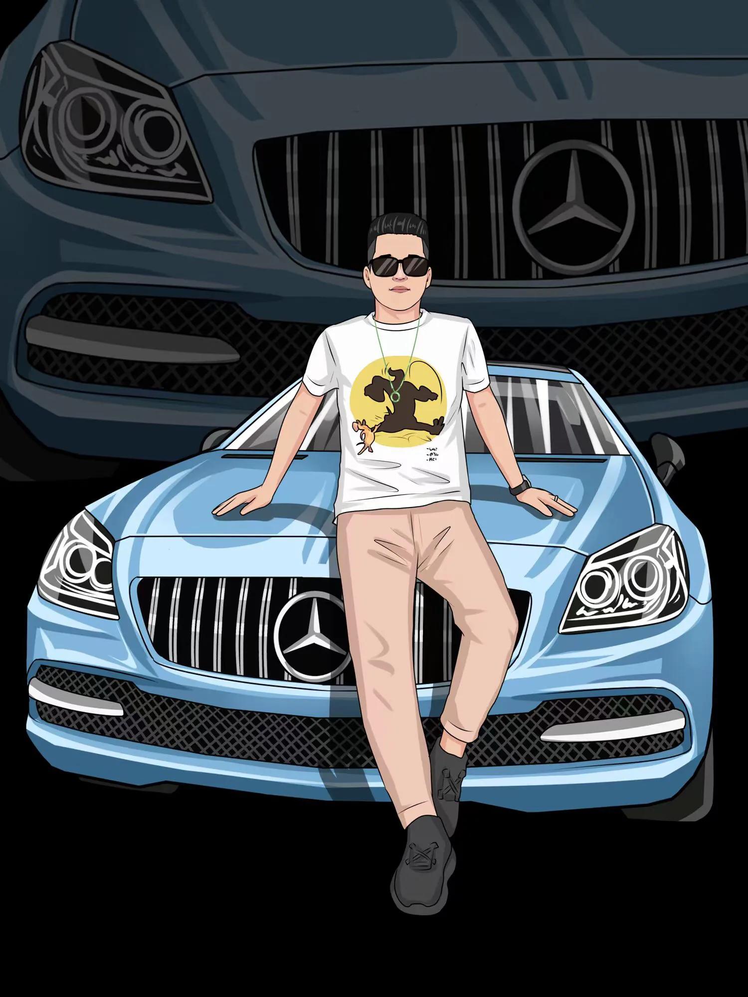 手绘汽车头像带车牌号,大众手绘汽车头像