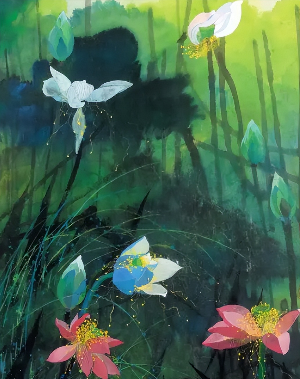 袁运甫著名画作,袁运甫彩墨荷花画法