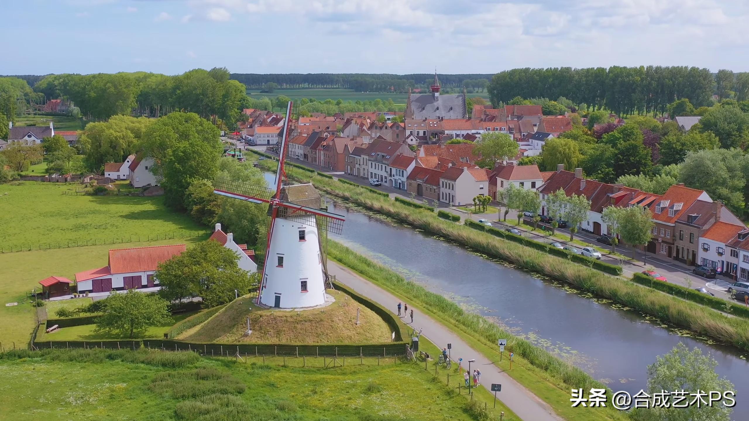 风车王国荷兰,荷兰田野中的风车