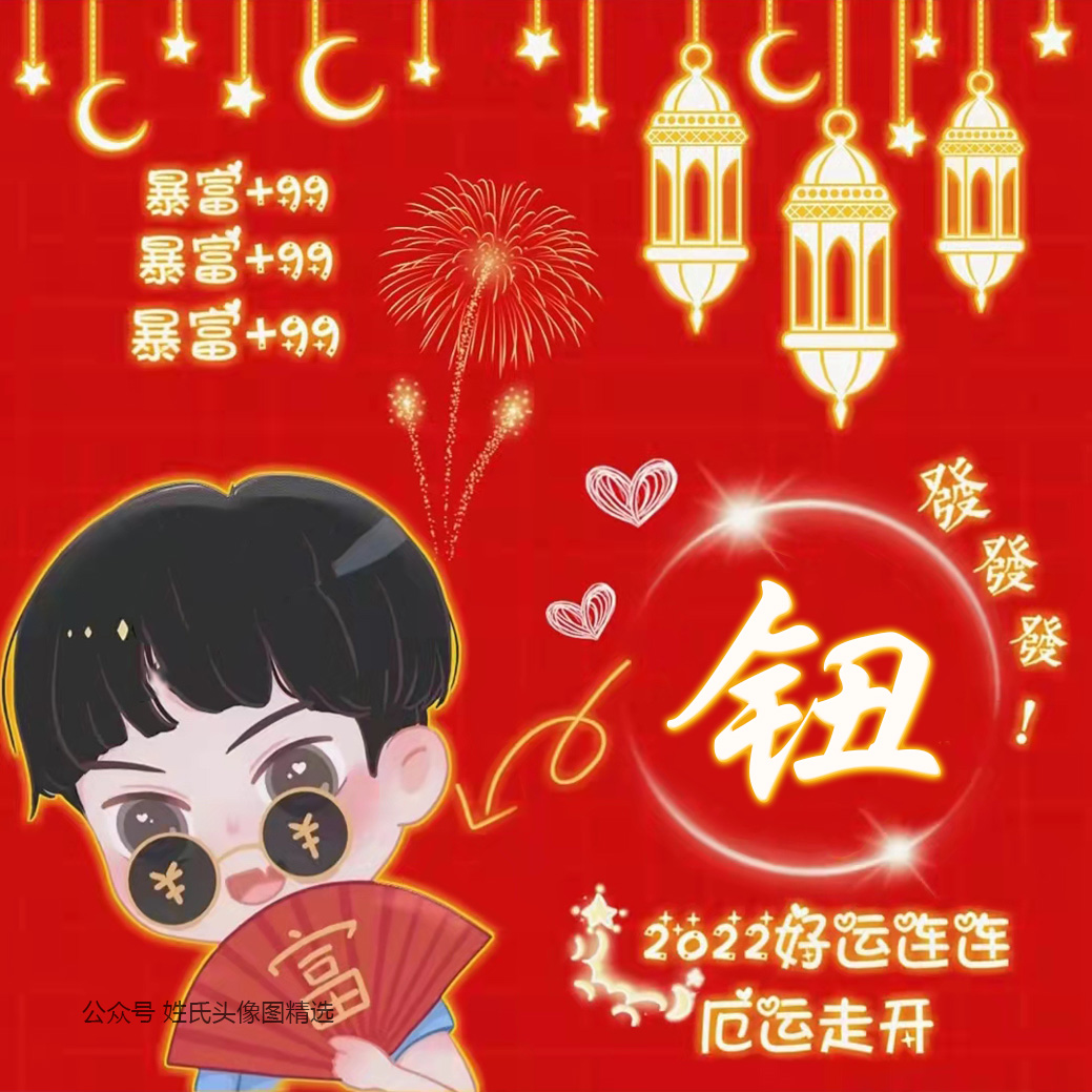 送你80张发财喜庆姓氏头像,暴富好运的姓氏白头像