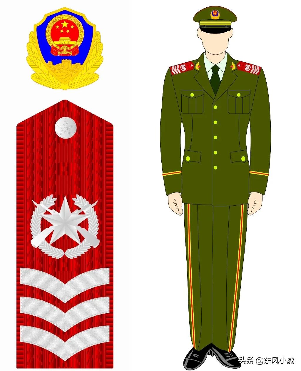 99式*警武**部队警衔，颜值最在线的一套军衔和军服