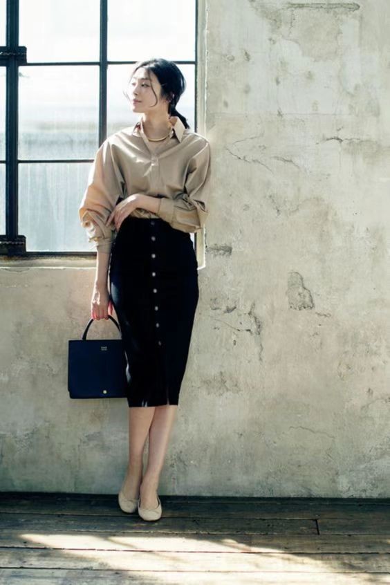 知性优雅穿搭白衬衫裙子,格子衬衣穿搭牛仔半裙女秋冬