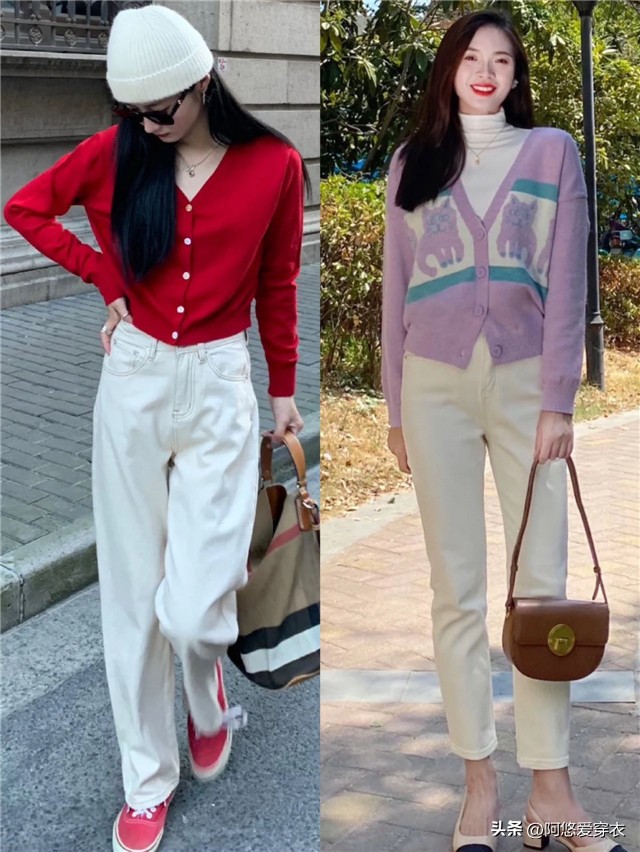 适合粗腿的杏色显瘦裤子,米杏色直筒裤秋冬气质搭配