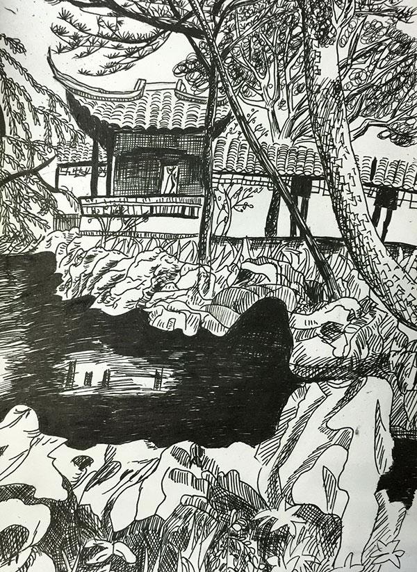 公园一角绘画儿童画,书画大赛里面的儿童画最好看